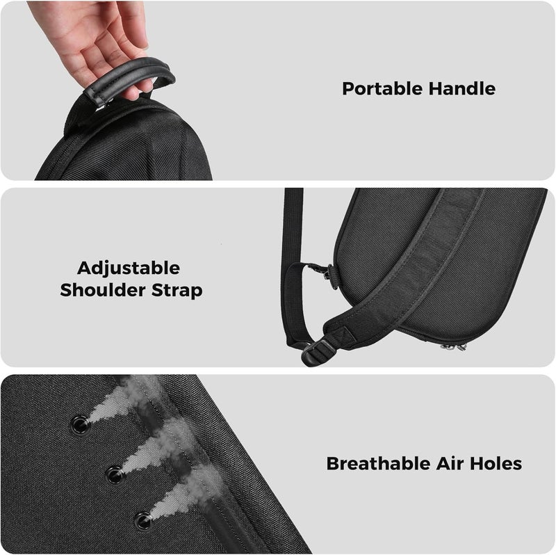 Procase Hat Travel Hard Case, Hat Carrier Storage Bag for 5-6 Baseball Caps,Hat Organizer Ball Caps Holder with Adjustable Shoulder Strap -Black - Image 3